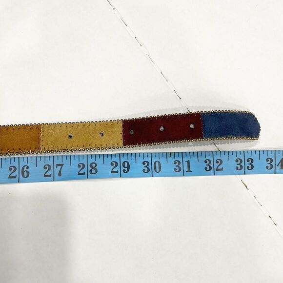 Vintage Elite Belt Made In USA Tapestry Leather Embellished Color Block M Women - Picture 6 of 8